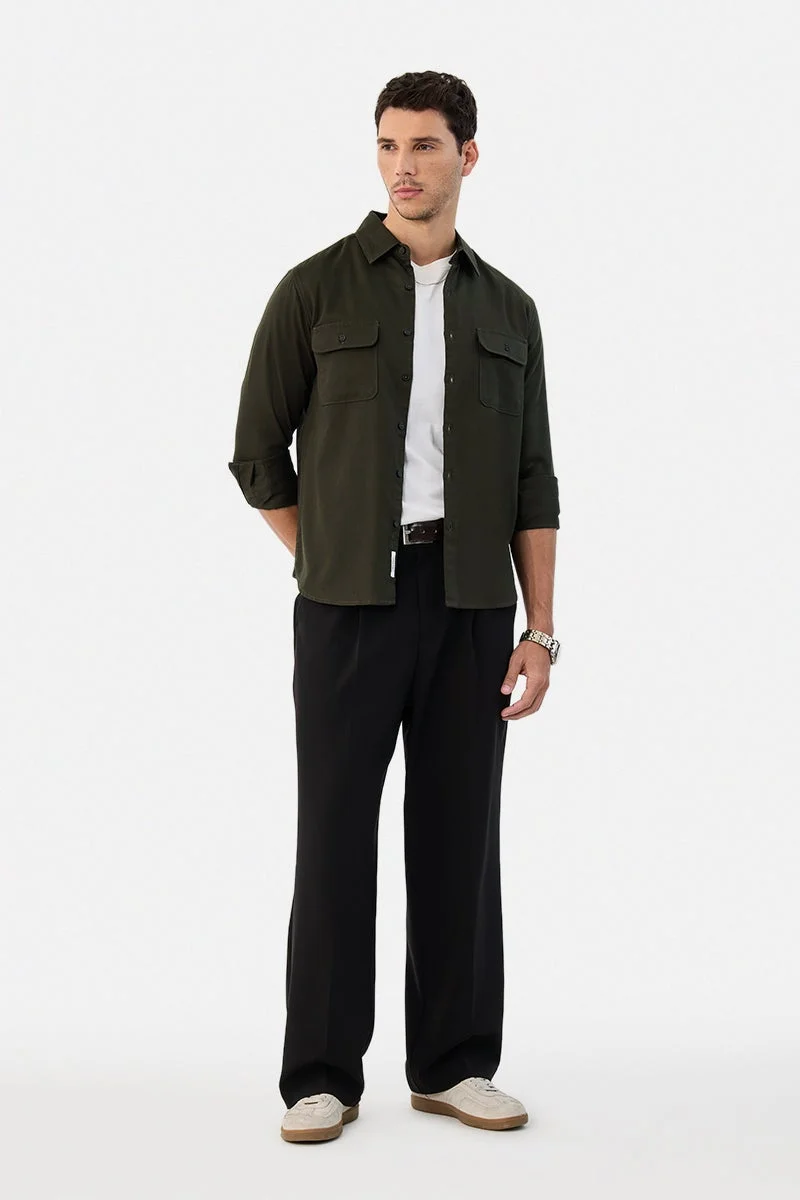 سنيتش Linen Blend Regular Fit Double Pocket Shirt