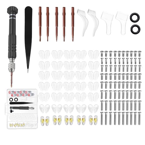 KJSHENDI Magnetic Eyeglass Repair Kit: Screws & Nose Pad Replacement - Eye Glass Professional Screwdriver Set/Anti-Slip Silicone Ear Hooks for Men Women Travel - Image 1