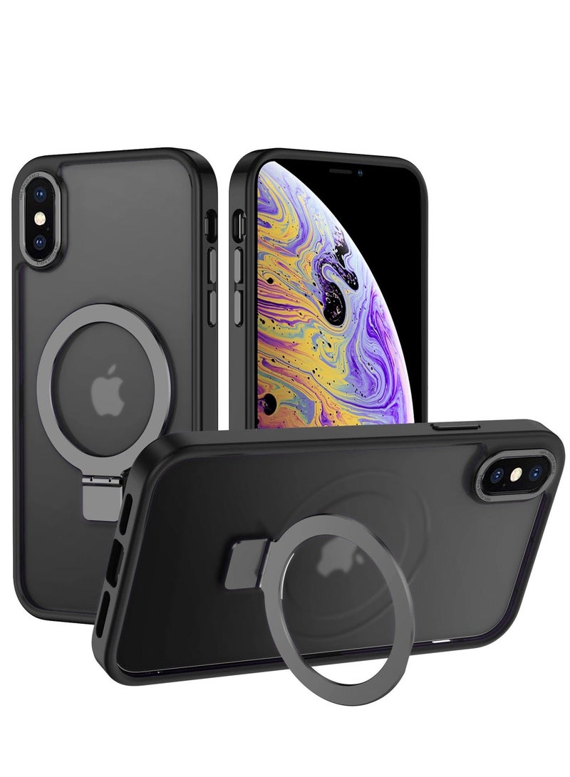 Asan Ge iPhone XS MAX Magnetic Case with Invisible Stand, Compatible with MagSafe Shockproof Protection Cover, Translucent Matte Slim Phone Case with Magnet for Apple XS Max (2018)(Black) - Image 1