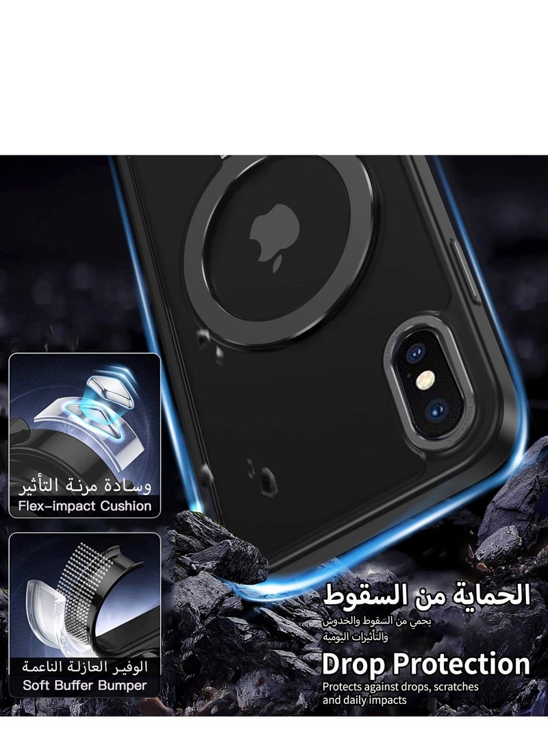 Asan Ge iPhone XS MAX Magnetic Case with Invisible Stand, Compatible with MagSafe Shockproof Protection Cover, Translucent Matte Slim Phone Case with Magnet for Apple XS Max (2018)(Black) - Image 4