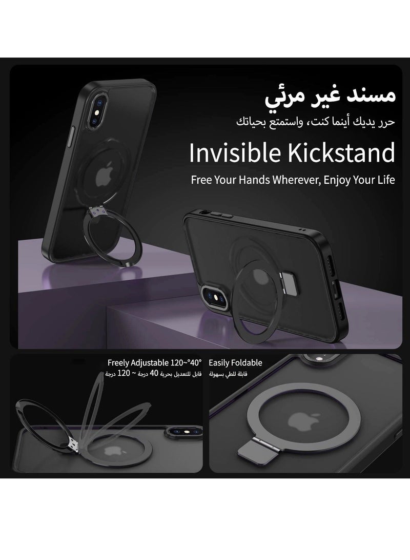 Asan Ge iPhone XS MAX Magnetic Case with Invisible Stand, Compatible with MagSafe Shockproof Protection Cover, Translucent Matte Slim Phone Case with Magnet for Apple XS Max (2018)(Black) - Image 3
