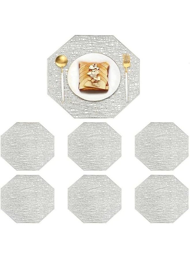 ناكسوس 6 قطع من مفارش الطاولة المقاومة للحرارة والمانعة للانزلاق المصنوعة من مادة البولي فينيل كلوريد البلاستيكية المجوفة لتزيين الطاولة للحفلات وحفلات الزفاف - Image 3