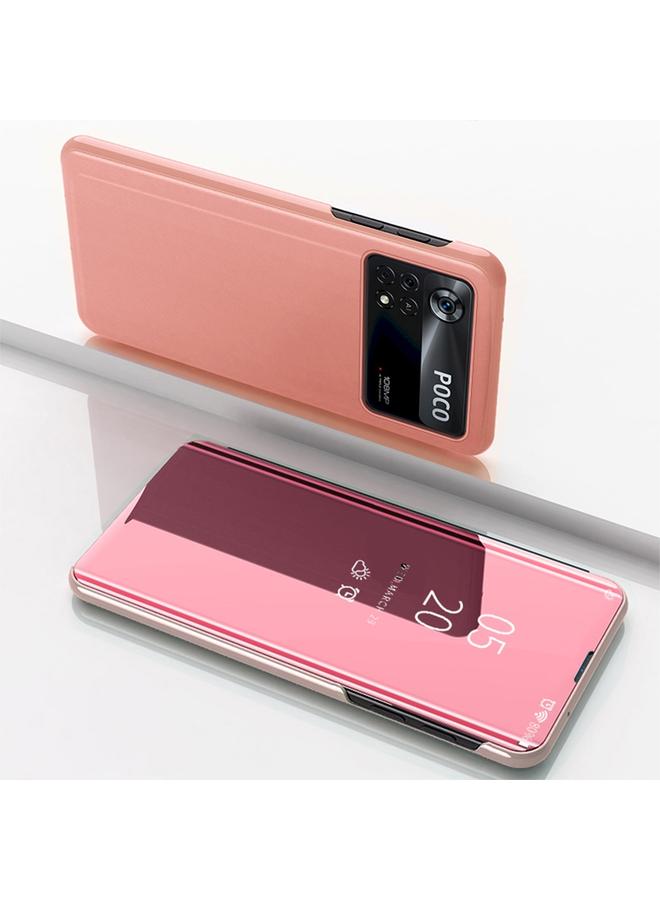 The Bros Case For Xiaomi Poco X4 Pro 5G Plated Mirror Horizontal Flip Leather Case with Holder