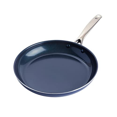 Blue Diamond 12 Nonstick Frying Pan Skillet Diamond Infused PFAS  PTFEFree Ceramic Pot Dishwasher  Oven Safe Stay Cool Handle Durable Non Toxic Metal Utensil Safe Egg  Omelet Pan Blue