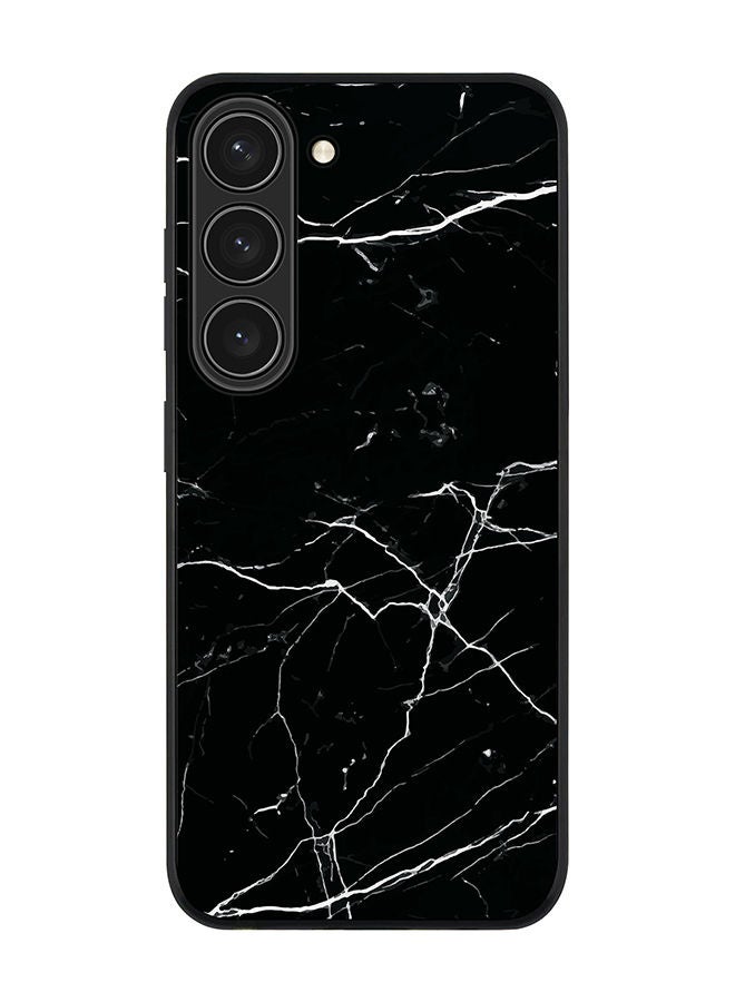 Stylizedd Rugged Black edge case for Samsung Galaxy S23 5G Slim fit Soft Case Flexible Rubber Edges Anti Drop TPU Gel Thin Cover - Marble Print Black - Image 1