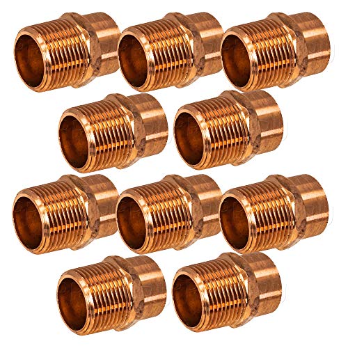 PROCURU [10-Pack] PROCURU (Made in USA) 1/2-Inch Copper Male Adapter CxM, Sweat x MNPT, LF Certified Safe (CWMA0012-10P) - Image 1