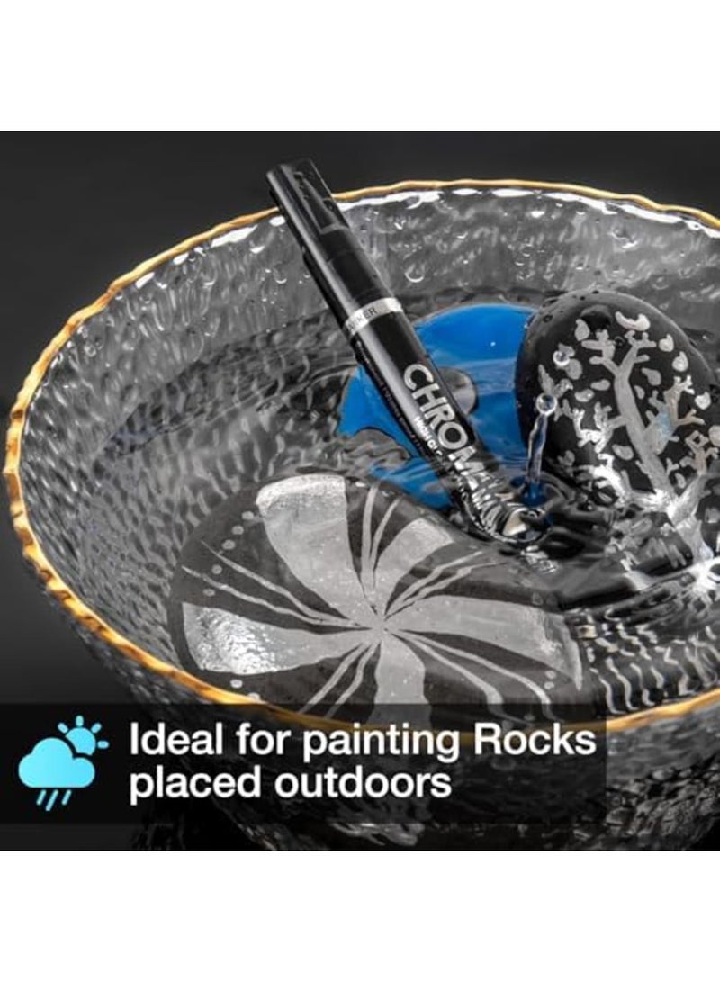 SYOSI 3Pcs Silver Liquid Mirror Chrome Markers Permanent Art Liquid Chrome Marker Set, Reflective Gloss, Repair Paint Pen for Model Metal Plastic Glass DIY Craft (0.7/1/3mm, Silver) - Image 5