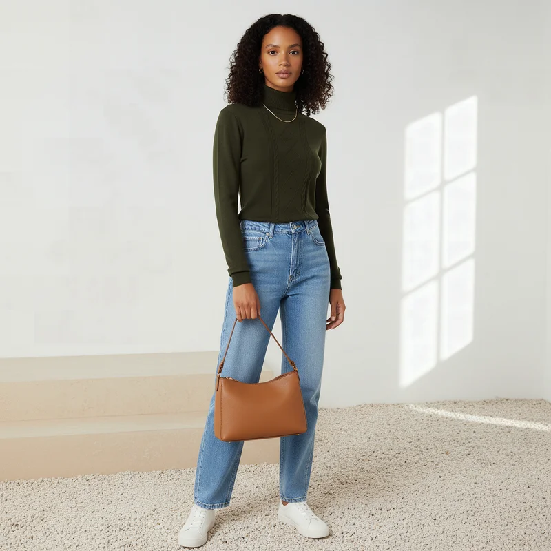 2Xtremz 2Xtremz Textured High Neck Tricot Sweater