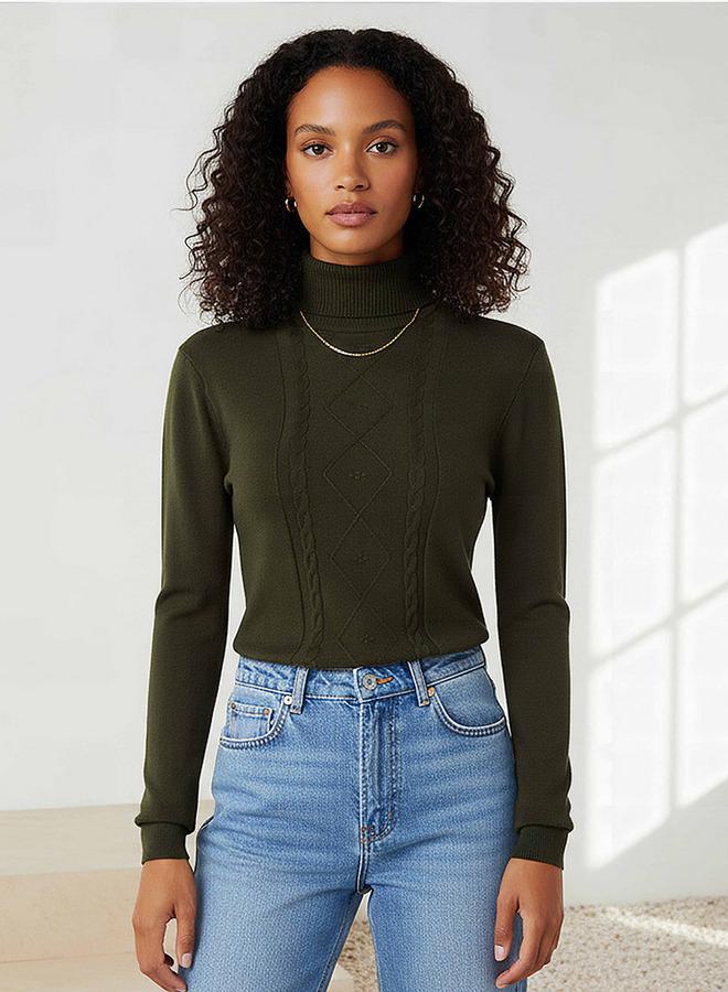 2Xtremz Textured High Neck Tricot Sweater - Image 1