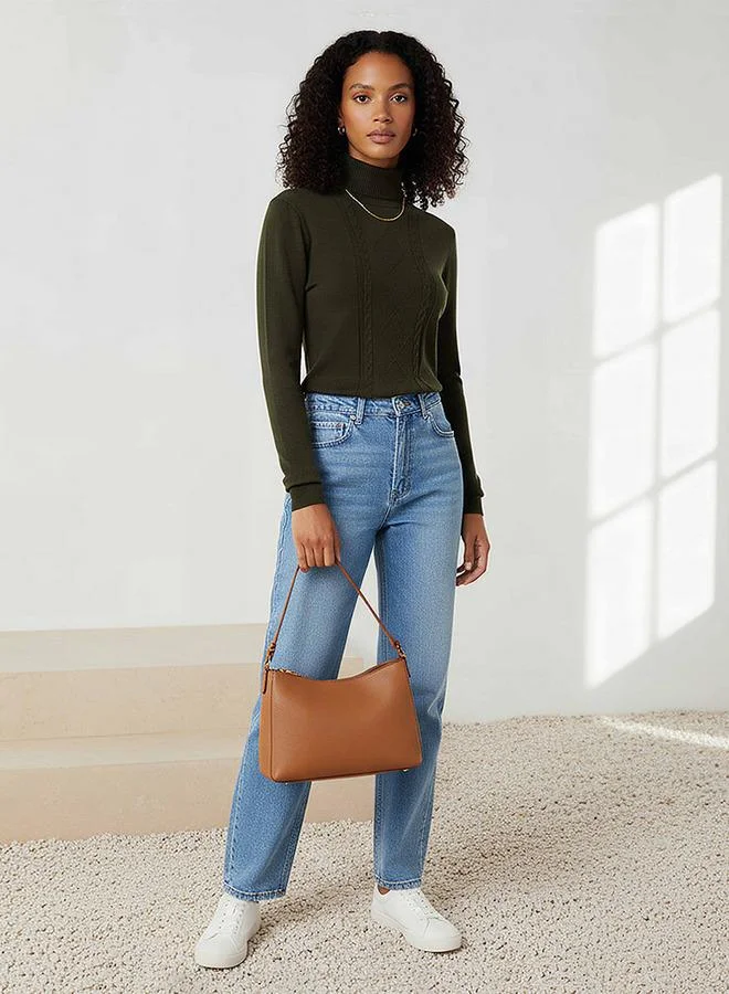 2Xtremz 2Xtremz Textured High Neck Tricot Sweater