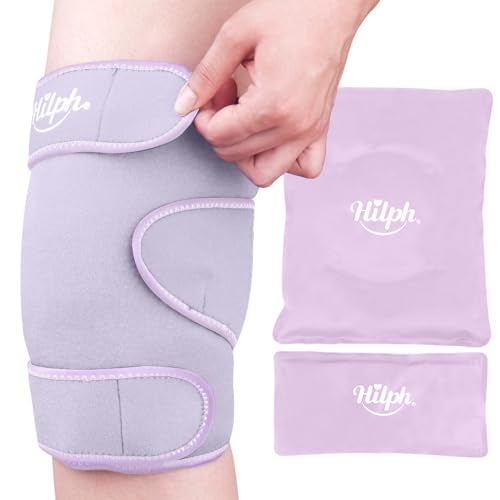 Hilph Hot Cold Therapy Knee Ice Wrap with Dual Gel Packs Adjustable Brace for Full Knee Coverage Pain Relief for Replacement Surgery Arthritis ACL Meniscus Tear Women Men Purple - Image 2
