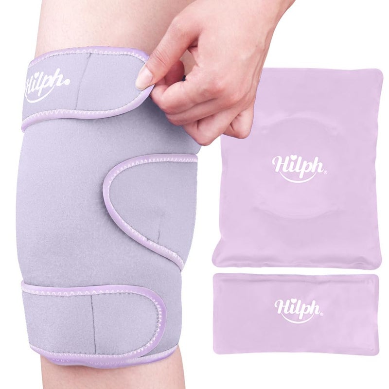 Hilph Hot Cold Therapy Knee Ice Wrap with Dual Gel Packs Adjustable Brace for Full Knee Coverage Pain Relief for Replacement Surgery Arthritis ACL Meniscus Tear Women Men Purple - Image 3