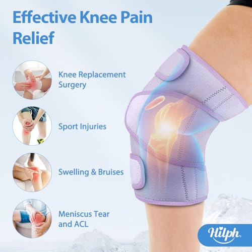 Hilph Hot Cold Therapy Knee Ice Wrap with Dual Gel Packs Adjustable Brace for Full Knee Coverage Pain Relief for Replacement Surgery Arthritis ACL Meniscus Tear Women Men Purple - Image 5