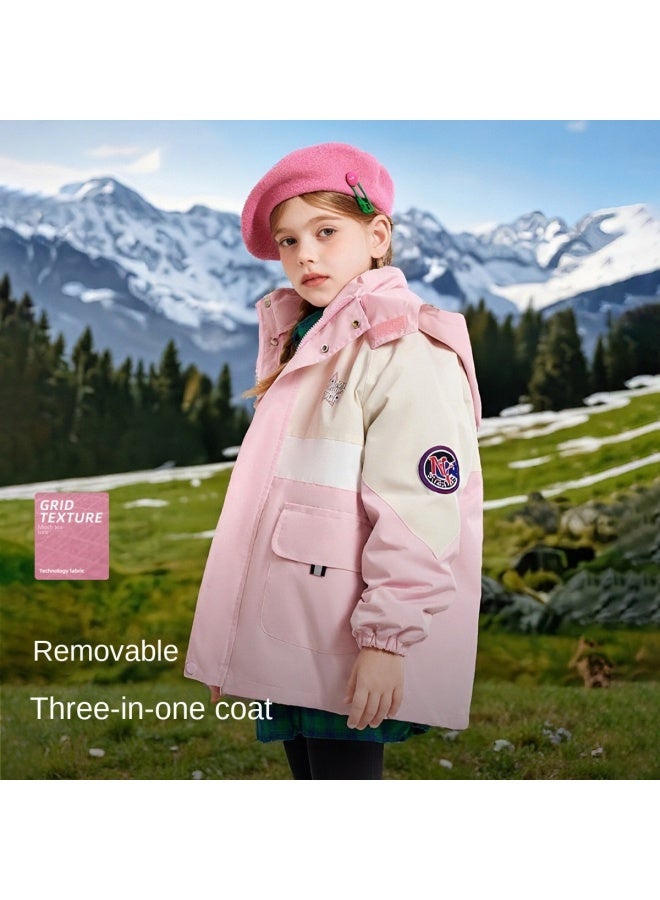 Badibadi Three-in-one Detachable Hooded Outerwear For Girls, Versatile Spring/autumn Coat With Warm Layering Options - Image 3