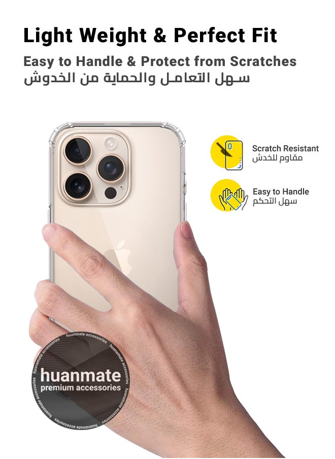 huanmate - Apple iPhone 16 Pro Max Shock Proof Case Cover - Ultra Clear, Durable & Accurate Cut-outs - Scratch, Dust & Smudge Protection - Clear Silicon Back Cover for Apple iPhone 16 Pro Max - Image 1