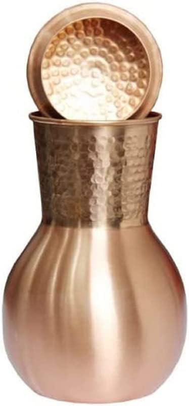 KITCART Pure Copper Hammered Matt Finished Bedroom Copper Pot, Jar, Bottle, Carafe 1100 ml - Image 1