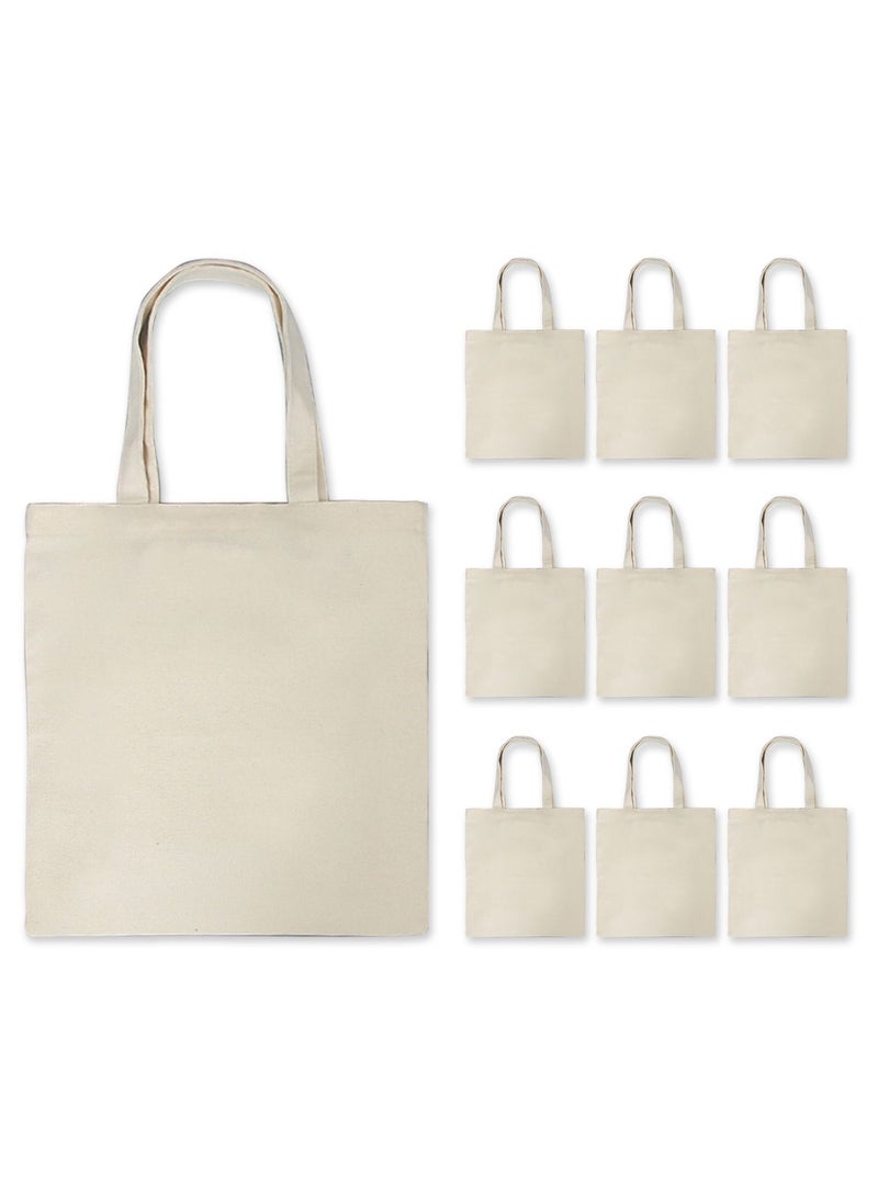 10PCS Canvas Bag Handbag Large Capacity Solid Color Foldable Reusable Lightweight Shopping Bag  - Image 1
