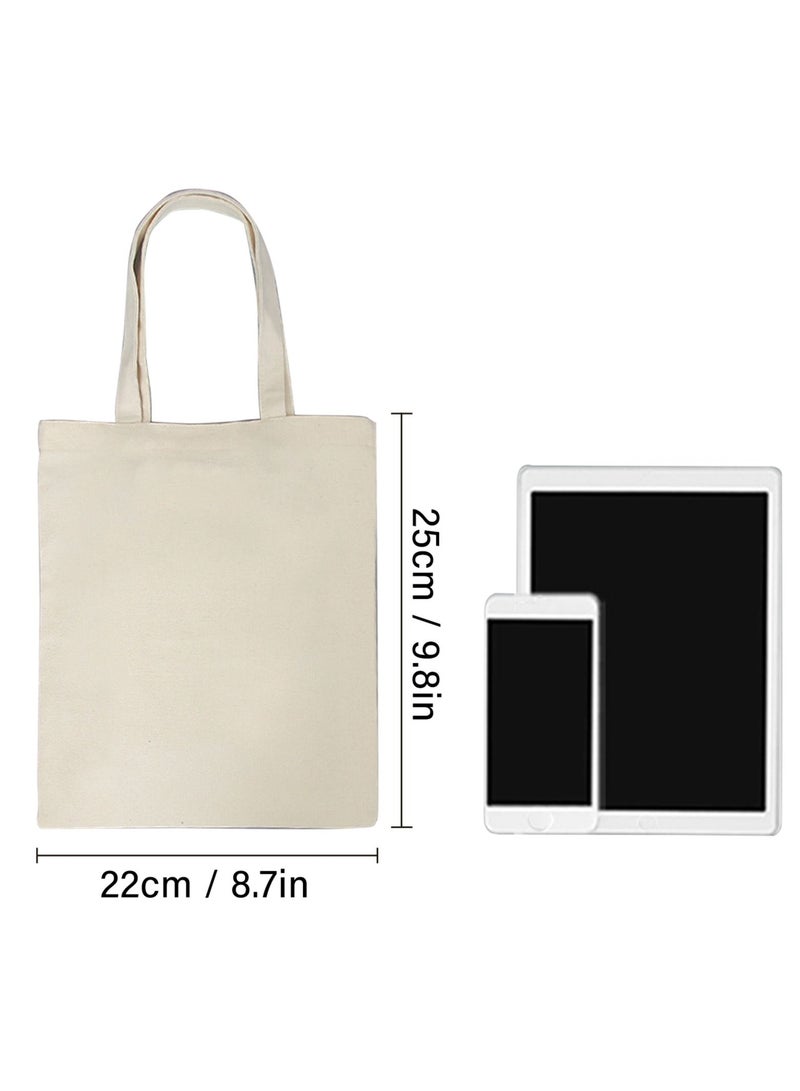 10PCS Canvas Bag Handbag Large Capacity Solid Color Foldable Reusable Lightweight Shopping Bag  - Image 2
