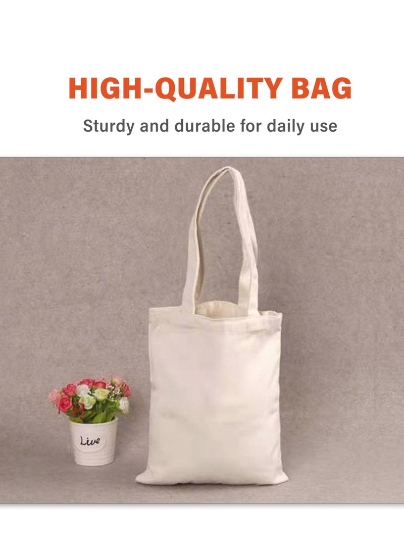 10PCS Canvas Bag Handbag Large Capacity Solid Color Foldable Reusable Lightweight Shopping Bag  - Image 3