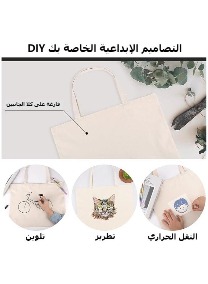10PCS Canvas Bag Handbag Large Capacity Solid Color Foldable Reusable Lightweight Shopping Bag  - Image 4
