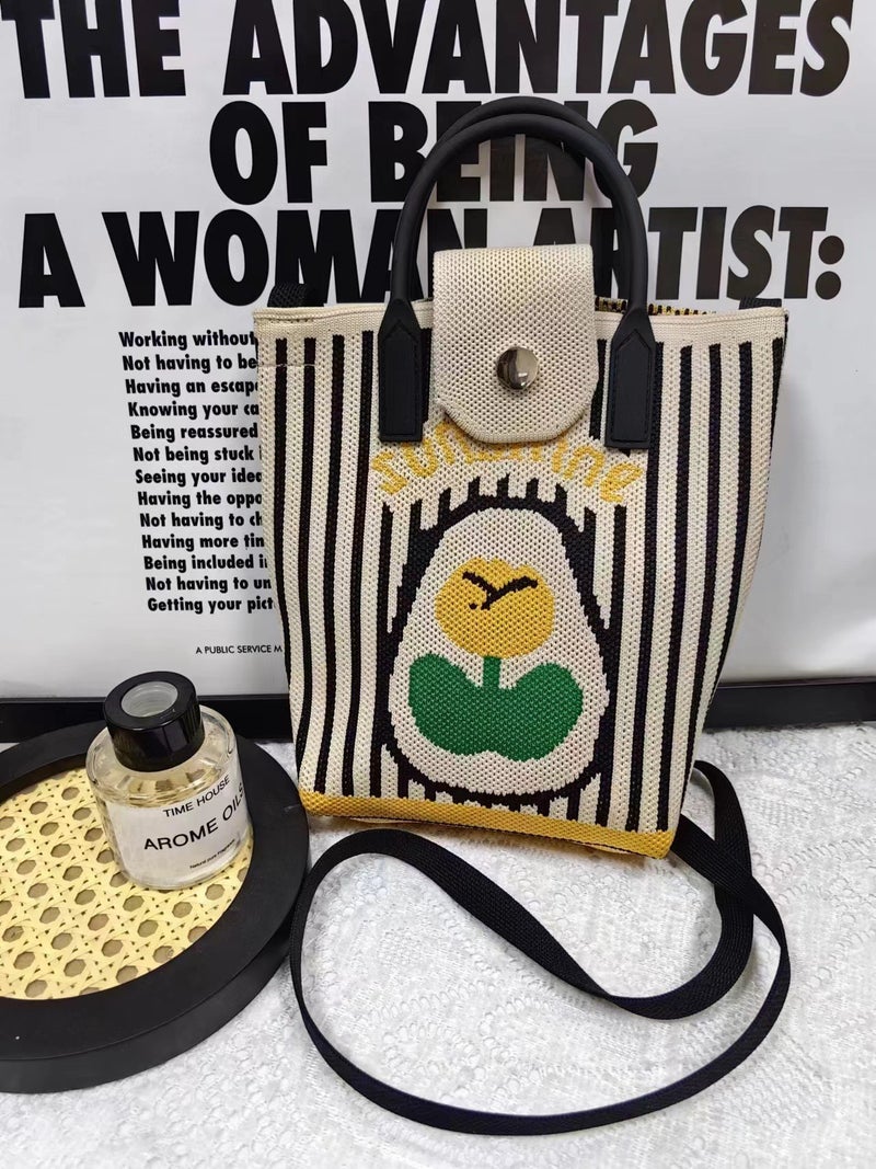 Cute Cartoon Knitted Mobile Phone Bag Women'S Korean-Style All-Match One-Shoulder Crossbody Bag Travel Coin Purse Small Handbag - Image 1