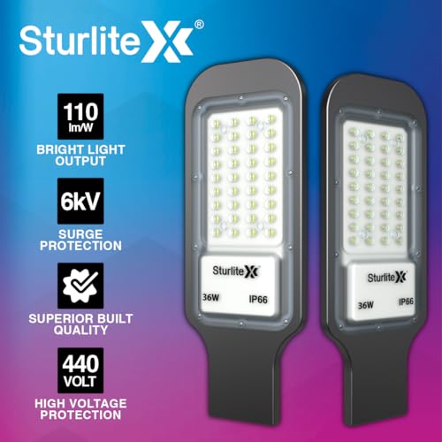 Sturlite Asteor 36W LED Street Light| Cool White 6500K Color Temperature LED Street Lamp| IP66 Waterproof Surge Protection Focus Light for Garage, Parking, Garden, Playground & Sidewalks - (Pack of 1) - Image 3
