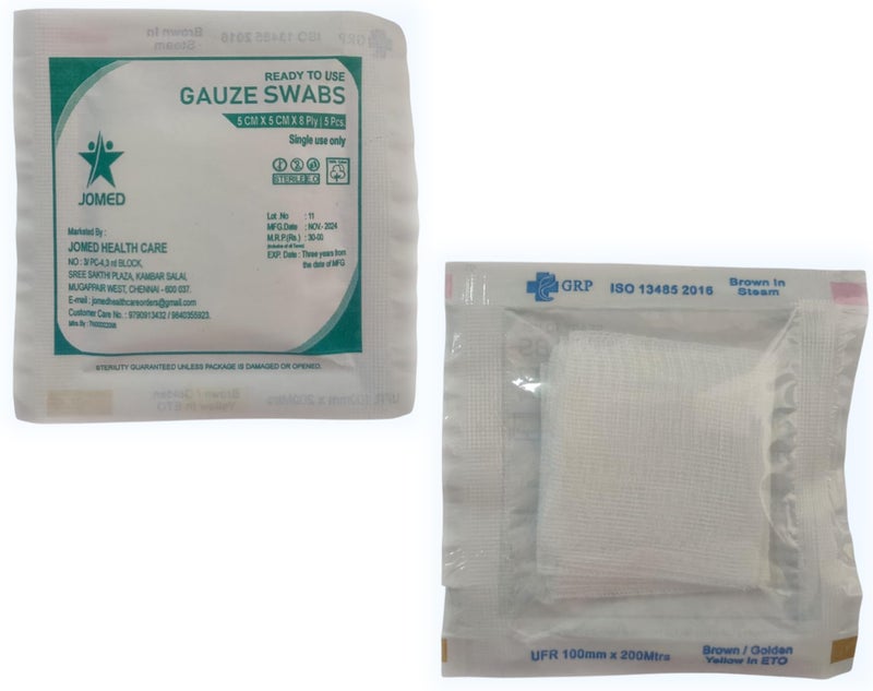 JOMED Buy JOPORE Non Woven Adhesive Dressing without pad size : 7.5 cm x 10 mtr - 1 roll & Get GET FREE 3 pcs (Gauze swabs Sterile 5cm x 5cm x 8ply (5 pcs per pack) - Image 2