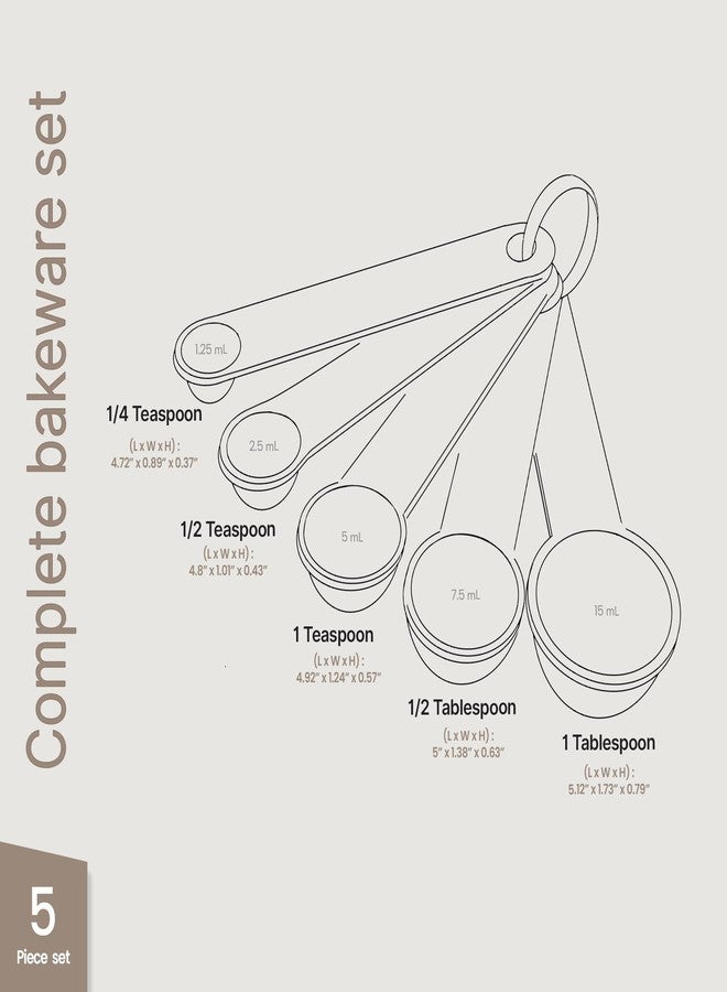 BAKKENMASTER Precision Measuring Spoon Set - 5-Piece l Kit for Accurate Cooking & Baking - Easy Nesting, Dishwasher Safe - Essential Kitchen Tools - Image 2