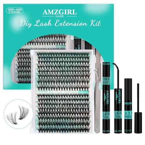 Lash Clusters Kit 320PcsDIY Individual Lashes Extension KitLash Bond And SealLash Remover For Eyelashes ExtensionsLash Applicator Tool For False Eyelash Cluster Kit At Home3040DDMix916mm Kit