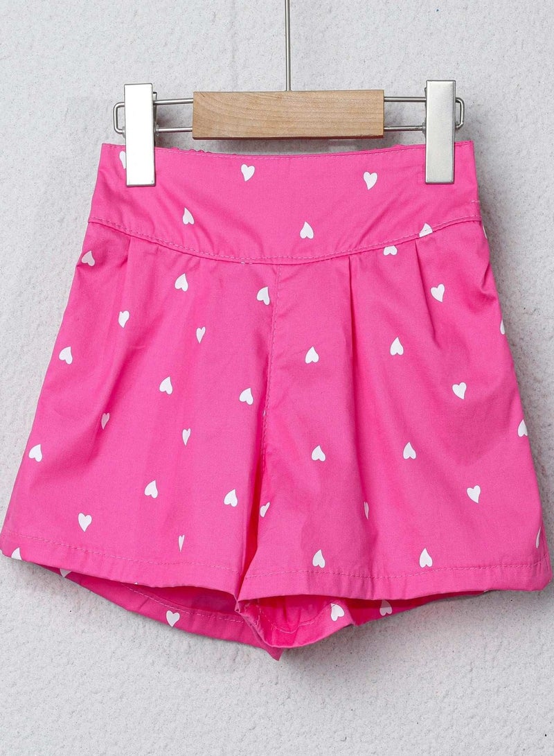 Toddler Girls Heart Print Shorts - Image 1
