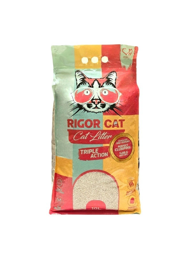 ريجور رمل قطط 10لتر برائحة البرتقال ثلاثي الفاعلية - Image 1