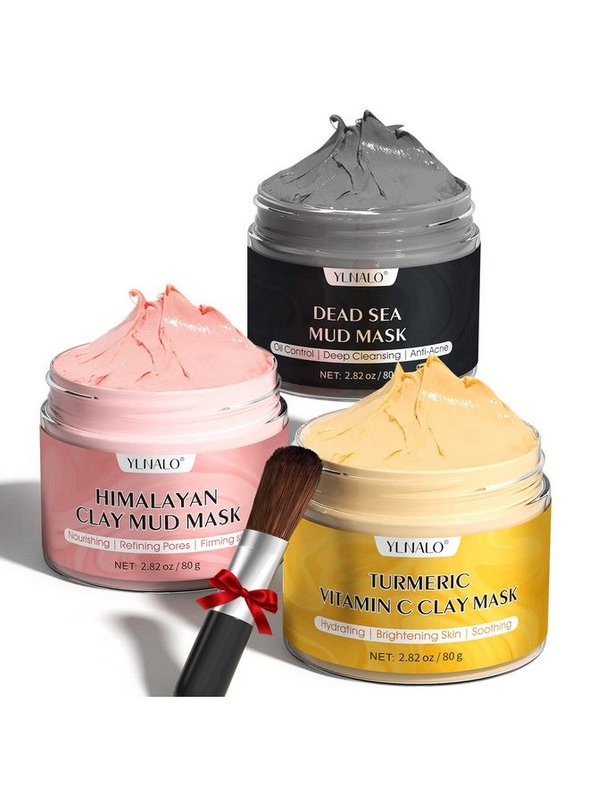 YLNALO Turmeric Vitamin C Clay Mask Dead Sea Mud Mask And Himalayan Clay Face Mask Facial Skin Care Mask Set For Deep Pore Cleansing Moisturizing Oil Control Radiant Skin Reduce Blackheads Acne Dark Spots - Image 1