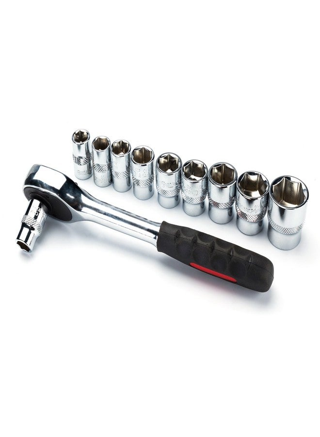 MAXPOWER 11-Piece 3/8" Ratcheting Socket Wrench Set Quick Release Reversible Ratchet Handle and Swappable Spanners Sockets with Hanging Rack - Image 3