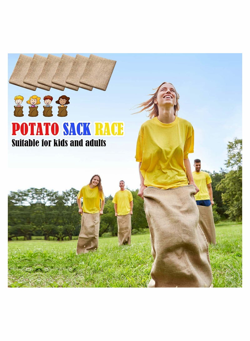 Potato Sack Race Bags Egg and Spoon Race Legged Relay Race Bands Elastic Tie Rope for Kids and Family Activity Outdoor Game Lawn Games 6 Player Games  - Image 2