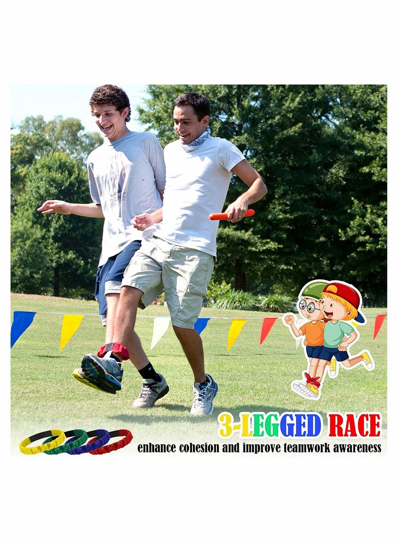 Potato Sack Race Bags Egg and Spoon Race Legged Relay Race Bands Elastic Tie Rope for Kids and Family Activity Outdoor Game Lawn Games 6 Player Games  - Image 4