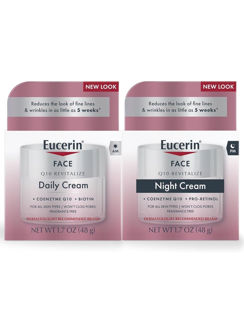 Eucerin (Pack of 2) Q10 Revitalize, Daily Cream and Night Cream, 2x1.7 oz - Image 1