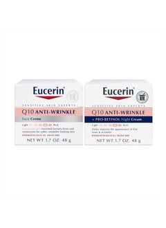 Eucerin Q10 Anti Wrinkle Face Cream Bundle, Day Cream and Night Cream For Face, 1.7 Ounce (Pack of 2)  - Image 1