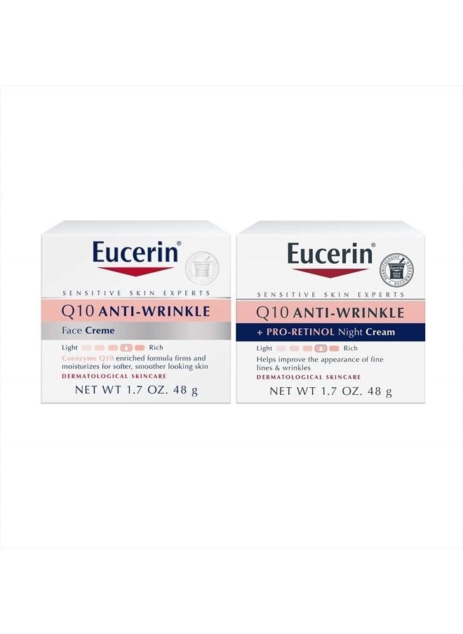 Eucerin Q10 Anti Wrinkle Face Cream Bundle, Day Cream and Night Cream For Face, 1.7 Ounce (Pack of 2)  - Image 1