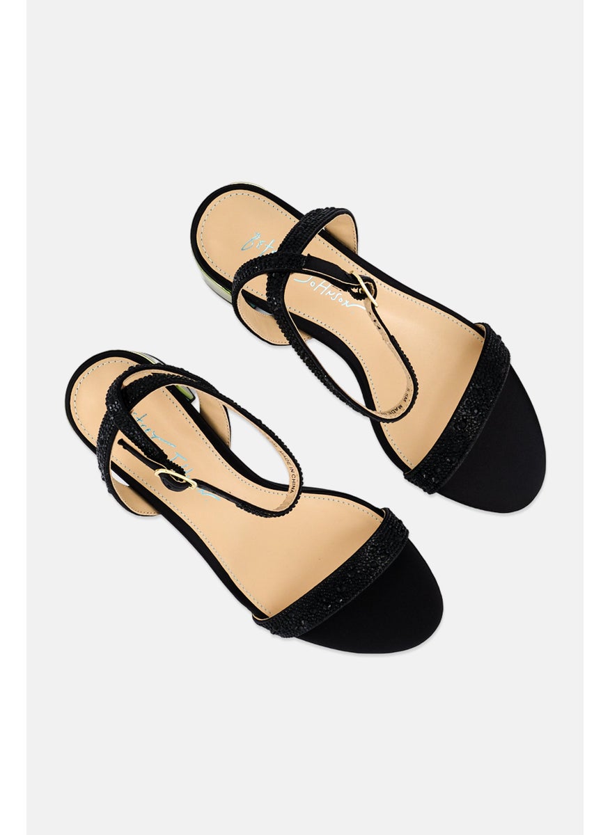 Betsey Johnson Women Adjustable Buckle Closure Sandals, Black  - Image 4