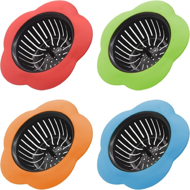 KRIVETY Silicone Sink Drain Strainer for Kitchen Sink Drain Strainer Lavatory Hair Catcher Kitchen WasteGarbage VegetableFruitsBathroom Sink Stopper 45 Diameter Pack of 4 - Image 1
