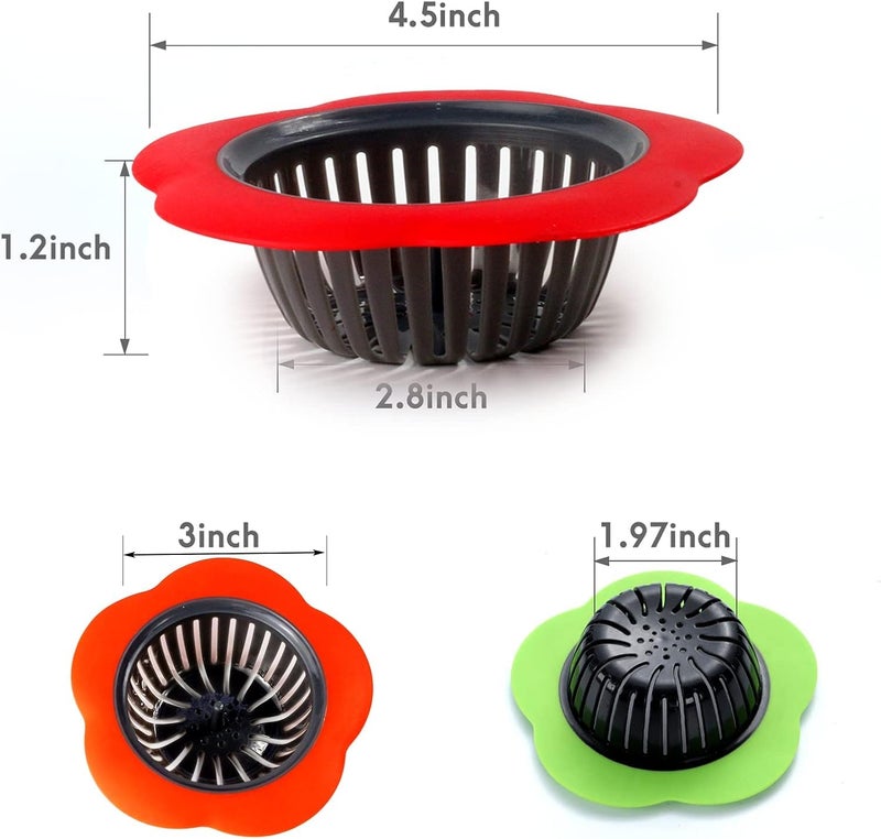 KRIVETY Silicone Sink Drain Strainer for Kitchen Sink Drain Strainer Lavatory Hair Catcher Kitchen WasteGarbage VegetableFruitsBathroom Sink Stopper 45 Diameter Pack of 4 - Image 4