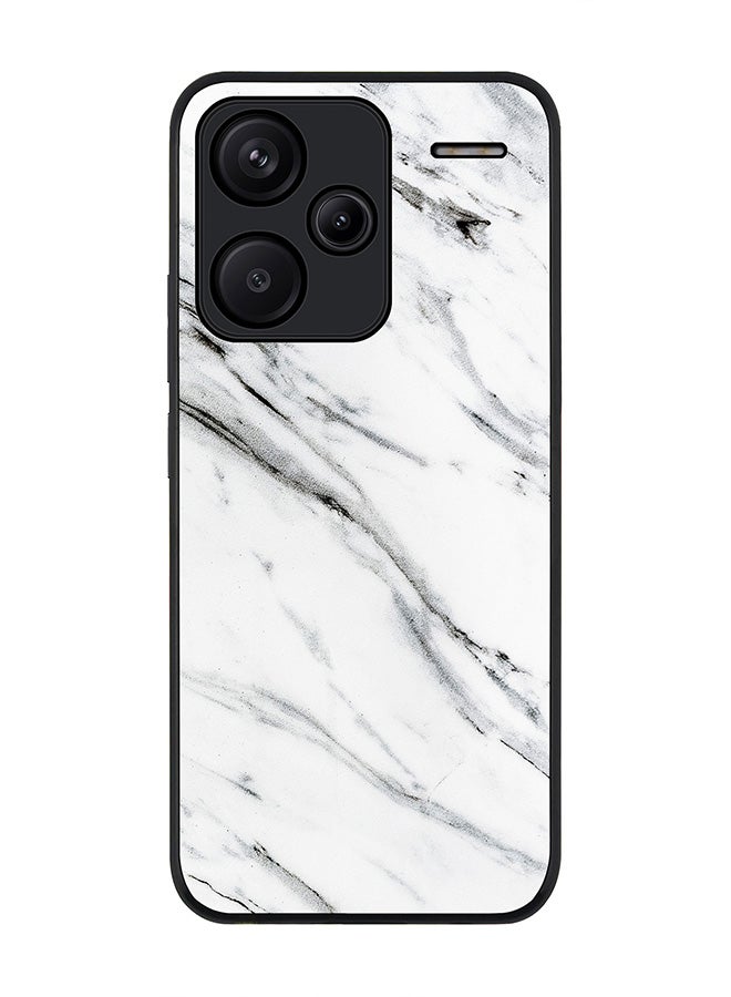 Stylizedd Rugged Black Edge Case for Xiaomi Redmi Note 13 Pro Plus, Slim fit Case Flexible Anti Drop TPU Gel Thin Cover -  Marble Print Grey White - Image 1