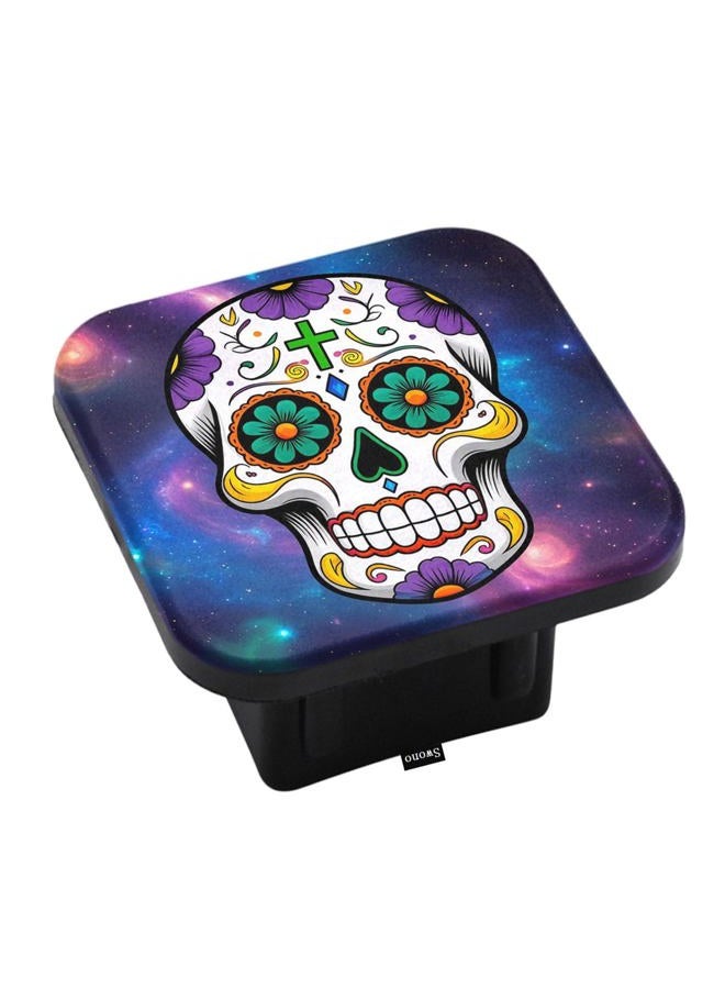 Swono Sugar Skull Travel Trailer Hitch Cover - Day of The Dead Floral Skeleton Galaxy Space Hitch Cover Tube Plug Universal Fits 2" Tow Hitch Receiver for Cars Trucks - Image 1