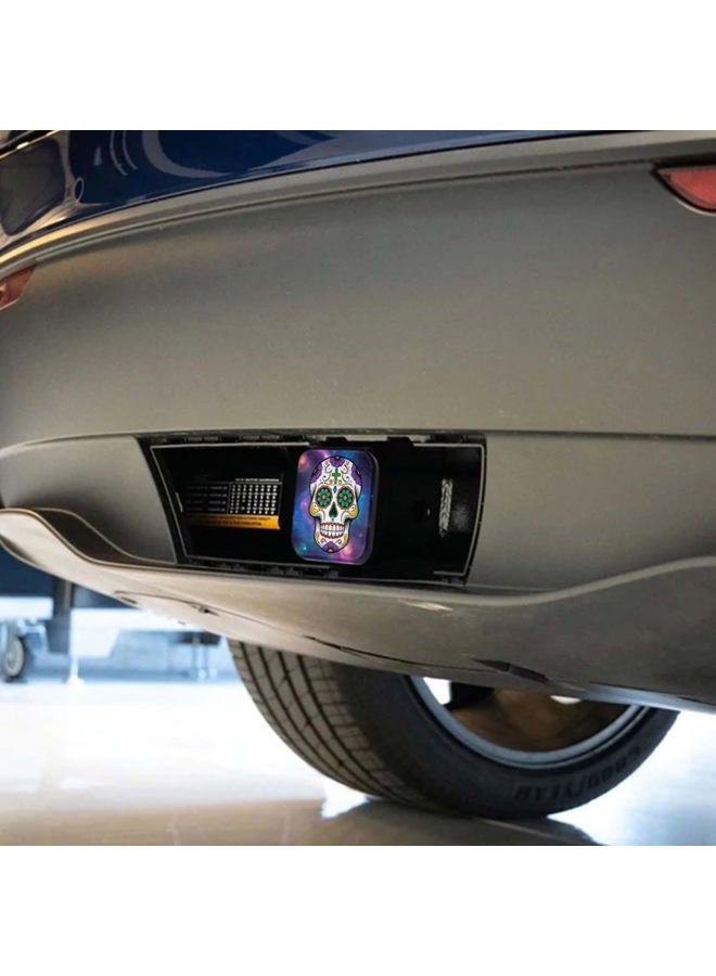 Swono Sugar Skull Travel Trailer Hitch Cover - Day of The Dead Floral Skeleton Galaxy Space Hitch Cover Tube Plug Universal Fits 2" Tow Hitch Receiver for Cars Trucks - Image 4