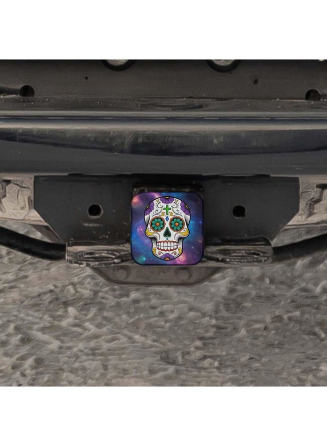 Swono Sugar Skull Travel Trailer Hitch Cover - Day of The Dead Floral Skeleton Galaxy Space Hitch Cover Tube Plug Universal Fits 2" Tow Hitch Receiver for Cars Trucks - Image 5