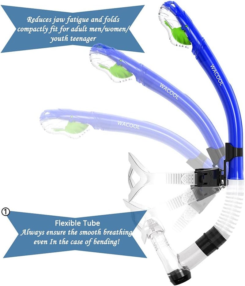 WACOOL Training Headstrap Support Dry Top Snorkel Tube Comfortable Mouthpiece One-Way Purge Valve for Pool Open Water Scuba Lap Swimming Swimmer Diving Snorkeling - Image 3