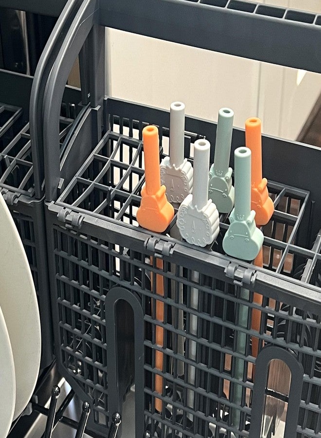 Chicco Reusable Silicone Drinking Straws | Eco-Friendly | Soft Food-Grade Silicone Construction | BPA-Free | 6-Pack with Included Cleaning Brush | Variety Pack - Image 5