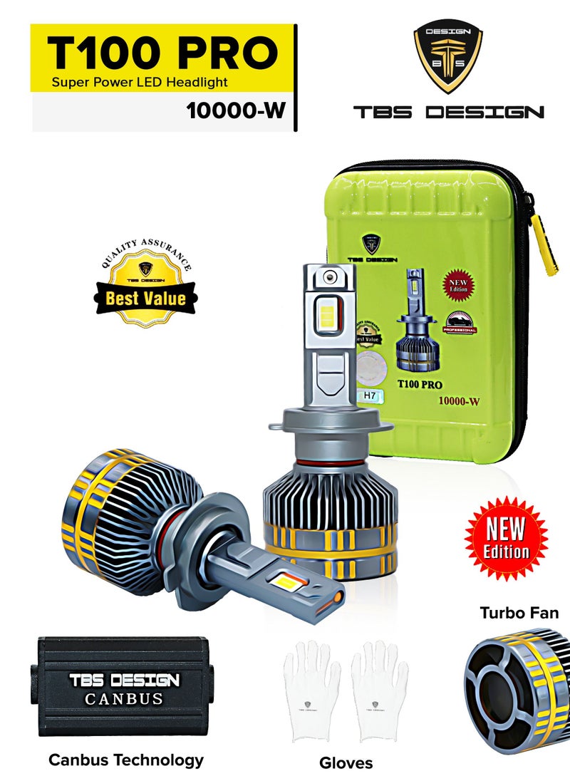 TBS DESIGN TBS T100 PRO H13 2 Pieces  100W LED Headlight Bulb Assembly 10000 Lumens Xtreme Bright With Color Temperature 6500K 