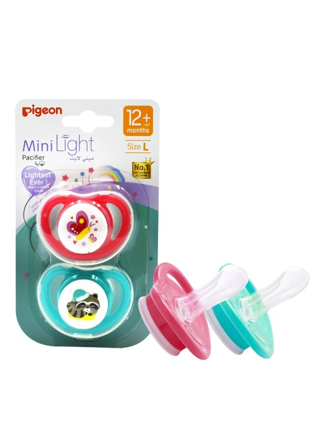 pigeon Minilight Pacifier Twin Pack, 12+Months | BPA Free, Size L - Image 1