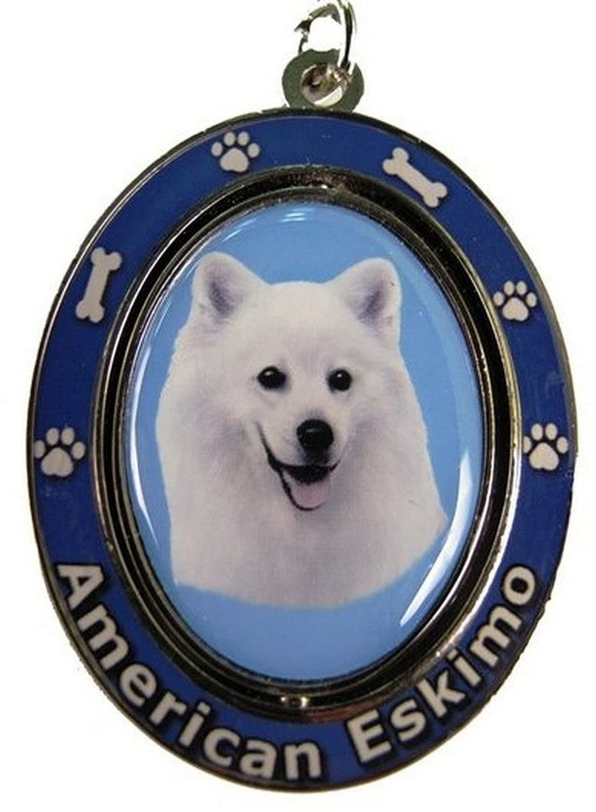 American Eskimo Key Chain "Spinning Pet Key Chains"Double Sided Spinning Center With American Eskimos Face Made Of Heavy Quality Metal Unique Stylish American Eskimo Gifts